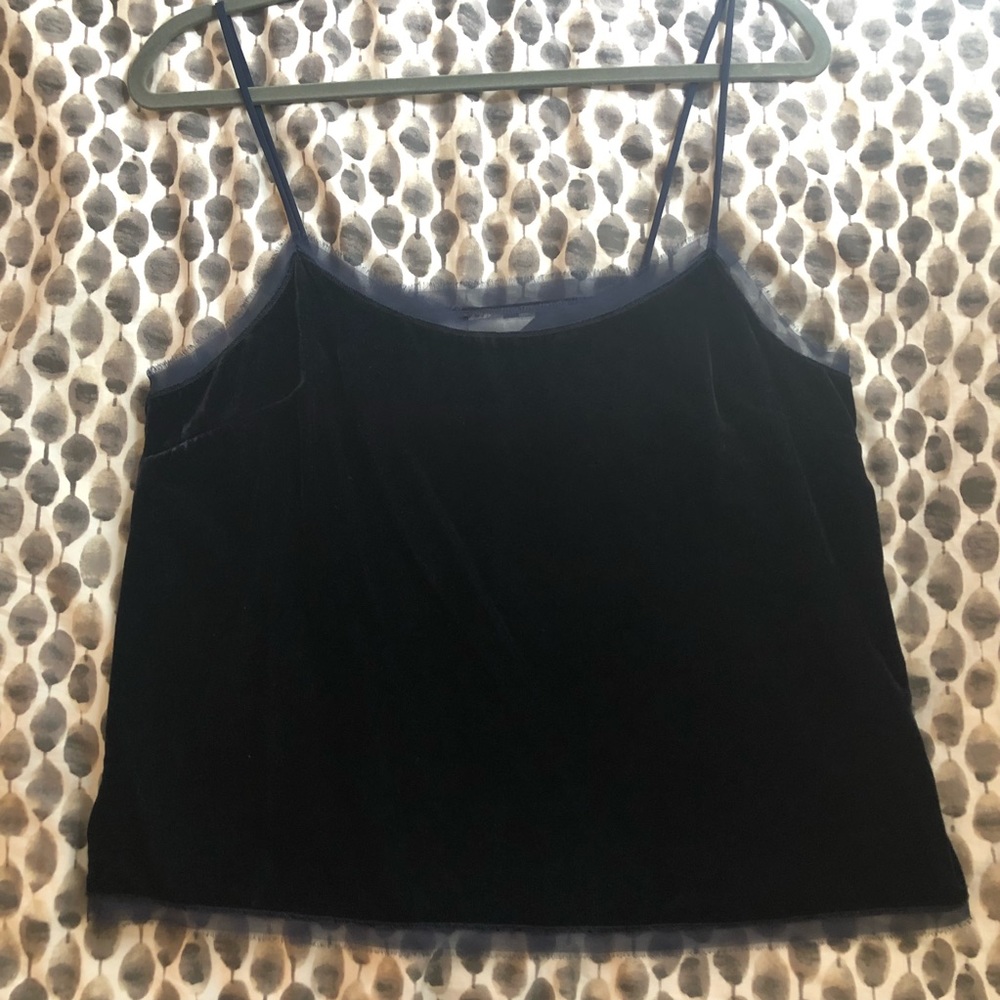 H&M Velvet Navy Blue Cami with Raw Edge